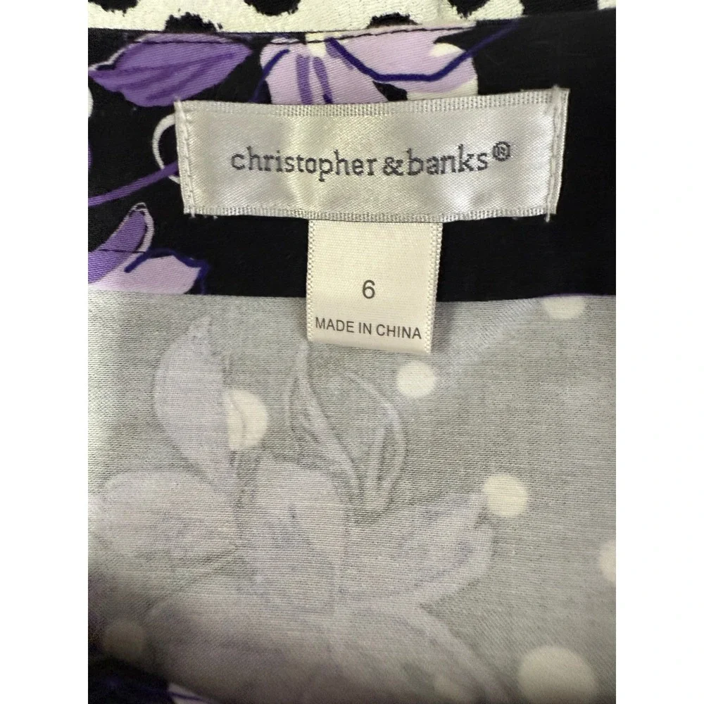 Christopher & Banks Skirt Size 6 Floral‎ Polka Dot Purple Flower Stretch Skirt